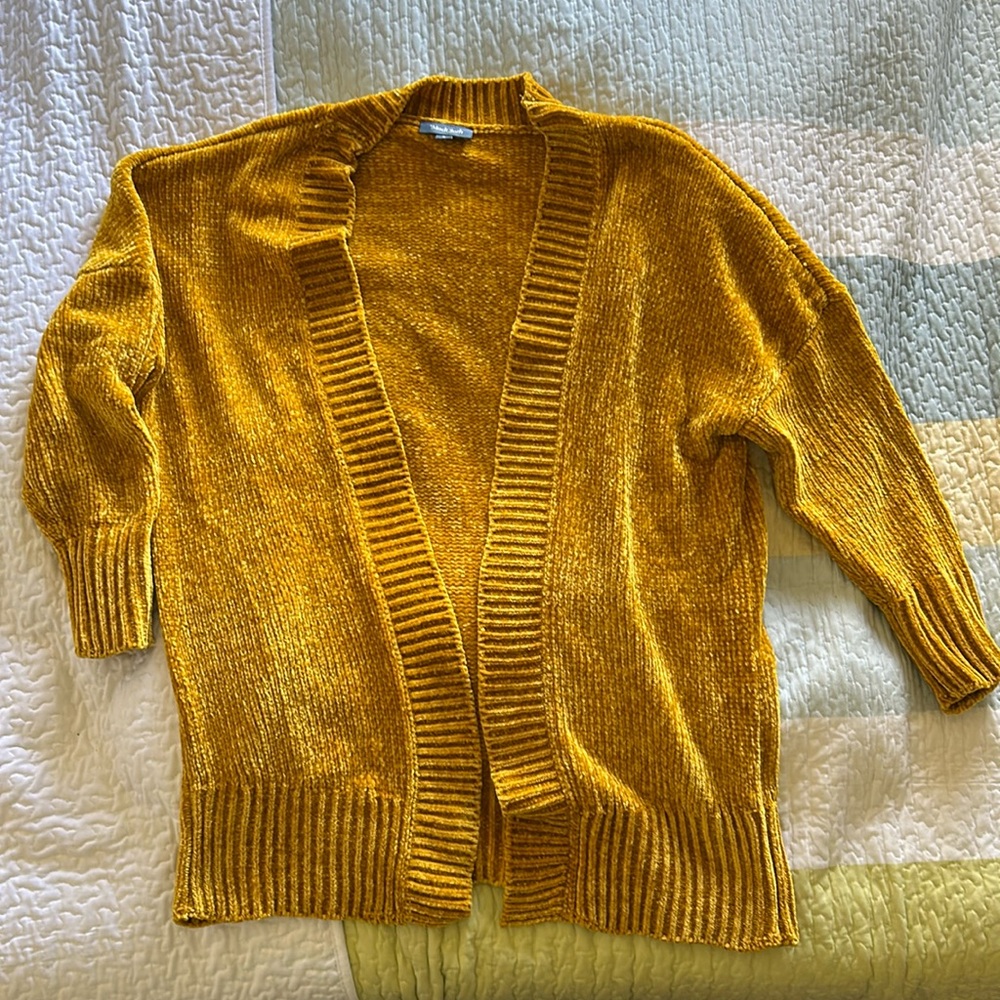ModCloth Yellow Gold Velvet Knit Cardigan
